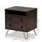 Baxton Studio Glover Modern Dark Brown Finished Wood and Rose Gold-Tone Finished Metal 2-Drawer Nightstand 179-11220-Zoro - alternate 7